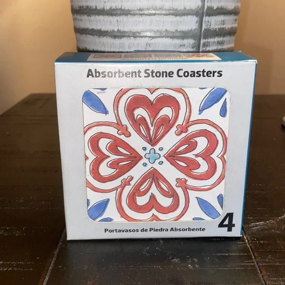 LAST CHANCE! NEW Absorbent Stone coasters! 4 Beautiful designs! Set of 4! - Picture 2 of 5